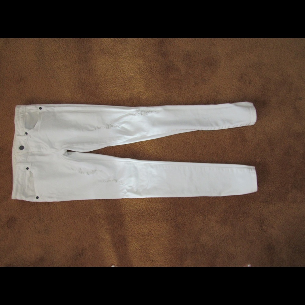 Rvca white distressed low rise jeans